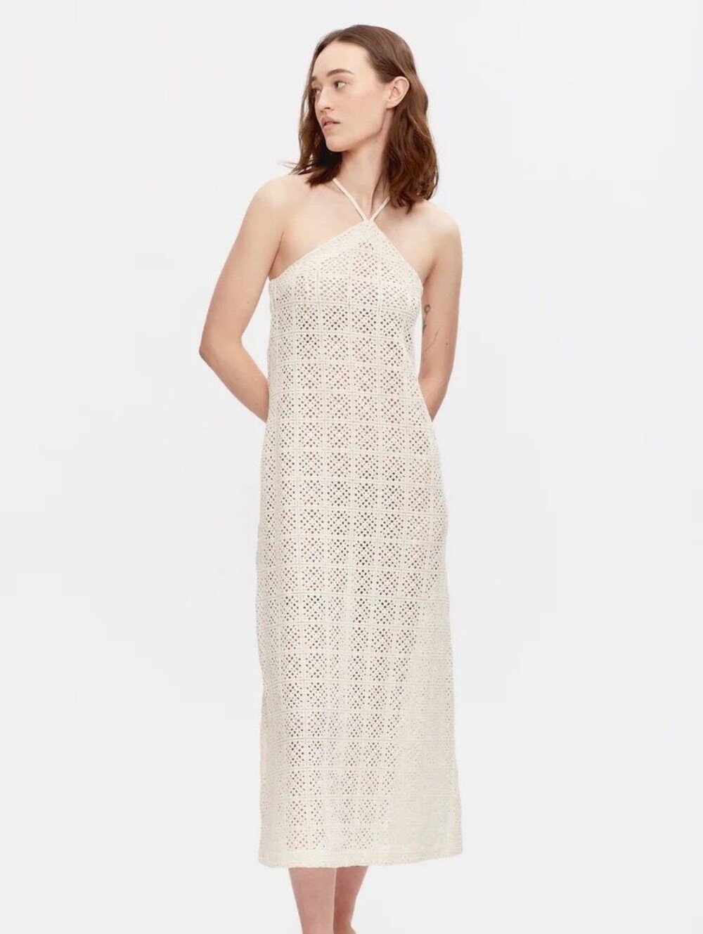 KOTN Amira Knit Crochet Dress Resort Beach Granny Square SP